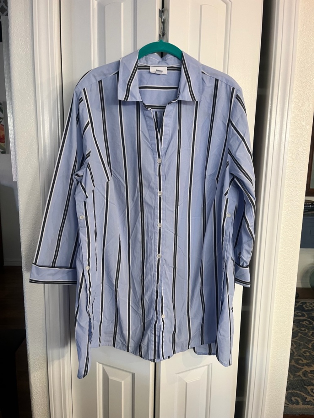 J. Jill Sky Blue Striped Button-Front Shirt